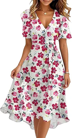 Spring Summer Chiffon Midi Dresses for Women 2025 Elegant Classy Wedding Guest Floral Formal Cocktail Prom Dress