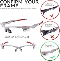 Vista 5 de Walleva Lentes de repuesto y kit de goma para lentes de sol Oakley Fast Jacket - Múltiples opciones