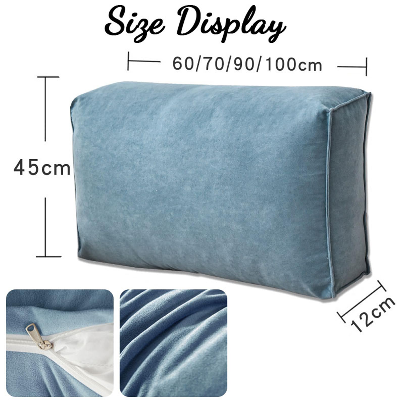 Morbuy Cojin Lectura de Respaldo para Cabecero de Cama, Respaldo Cama Suave Almohada de Lectura Cómodo Cojin Lumbar Respaldo Sofa Extraíble (Gris Oscuro,70x12x45cm)