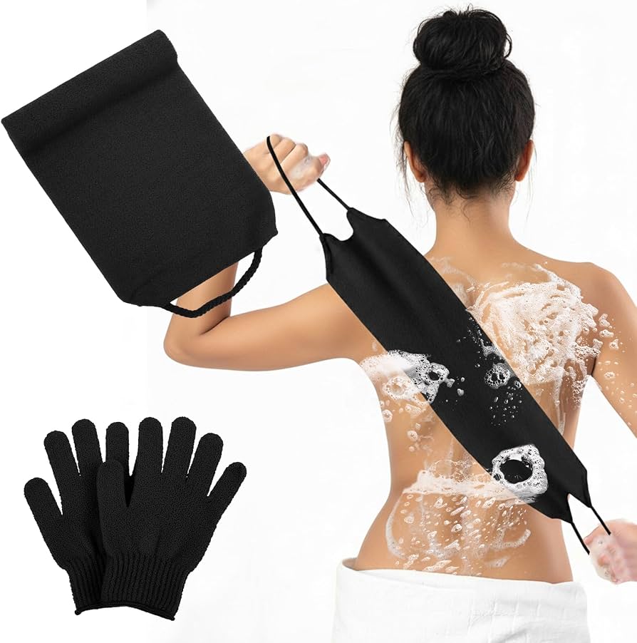 Sibba Peeling Rückenschrubber Set 3 Stück Rückenwaschlappen und Peeling Handschuh PeelingKörper Waschlappen Badehandschuh für Frauen Männer
