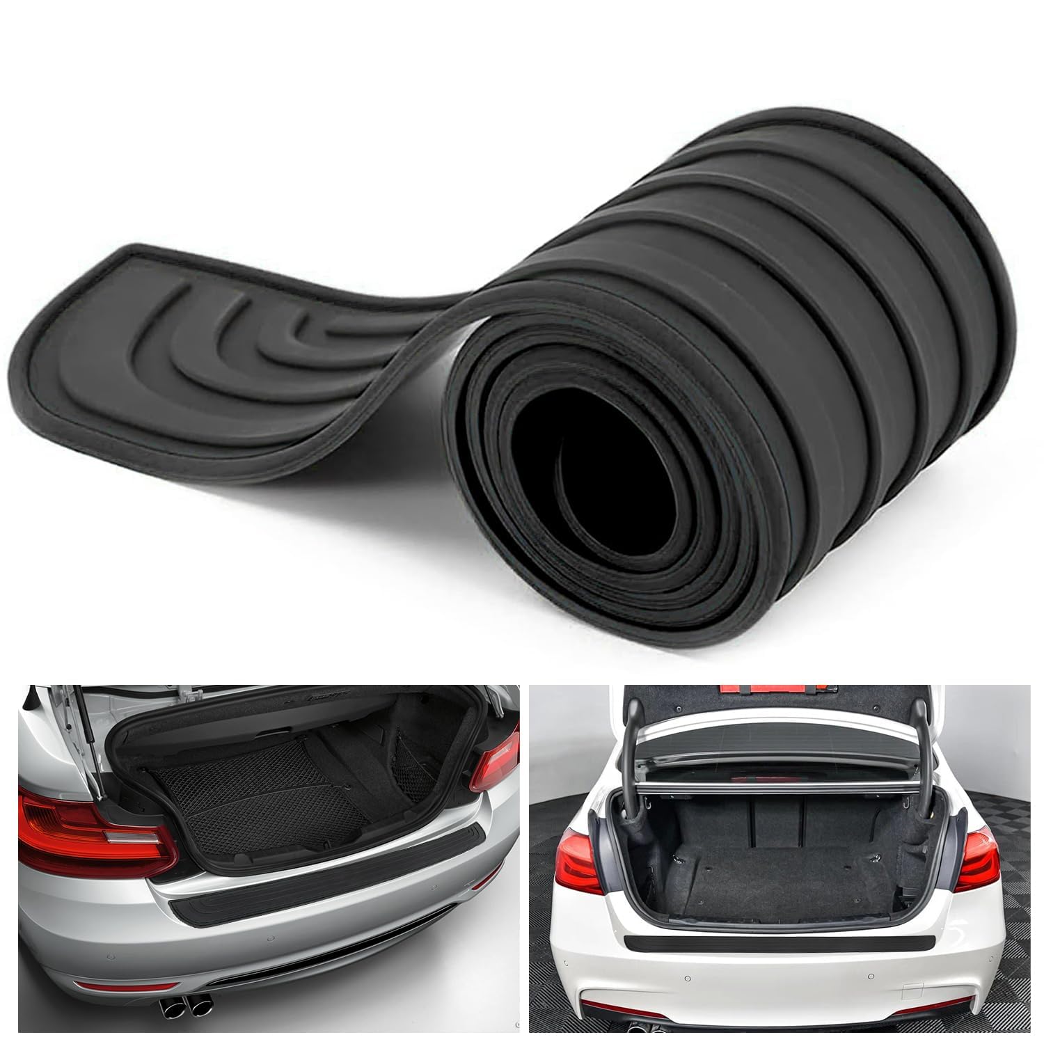 QIZUN Rear Bumper Protector for Seat Ateca FR 2016 2017 2019, Rubber Trunk Door Sill Guard Anti-Scratch Boot Scuff Plate Cover Auto parts,104cm*9cm