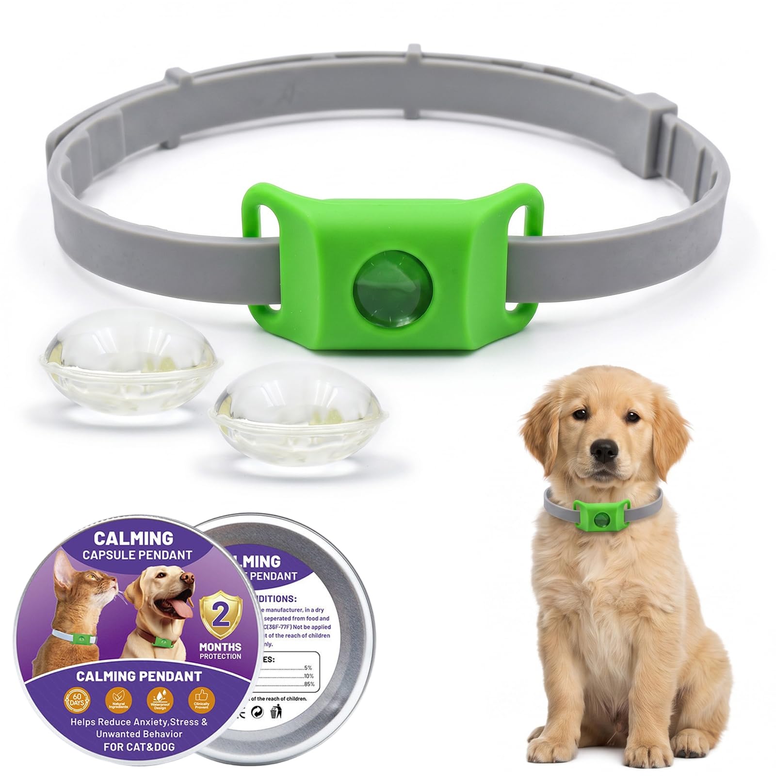 Dog Anti-Parasitic Collar with 2 Essential Oil Capsules, 25 Inches Adjustable and Waterproof, Flea and Tick Collar Natural for Small, Medium and Large Dogs