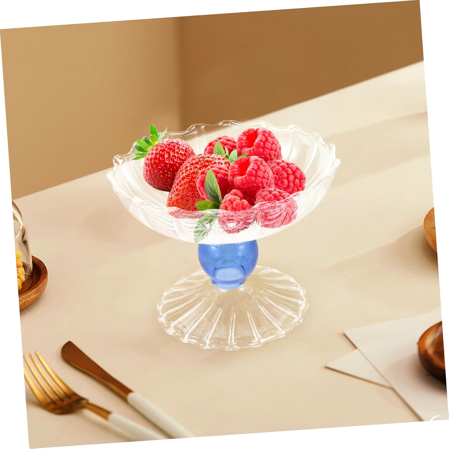 Footed Glass Dessert Bowl Stylish Fruit and Snack Serving Dish for Home Decor Capacity for Ice Cream Salad Wedding Parties