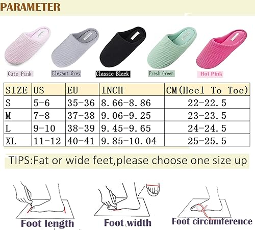 Miniatura 5 de MAXHONG Pantuflas de casa ligeras de algodón para mujer con espuma viscoelástica, lavables para el hogar, cómodas y acogedoras pantuflas de meter