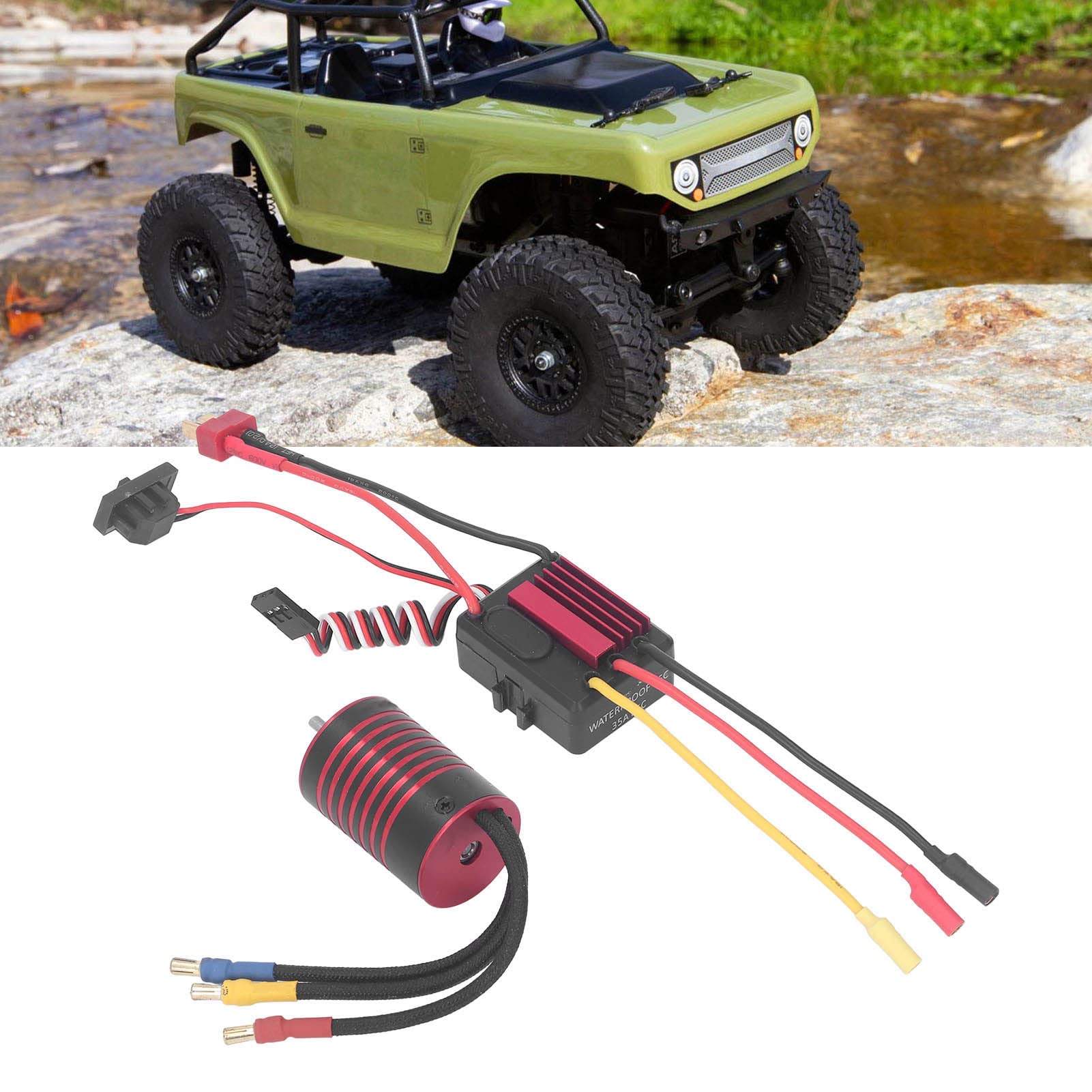 Alomejor Regulator bezszczotkowy RC-Car, silnik bezszczotkowy 2838 i zestaw regulatora bezszczotkowego 35 A do 1/14 1/16 RC Car (5800 kV)
