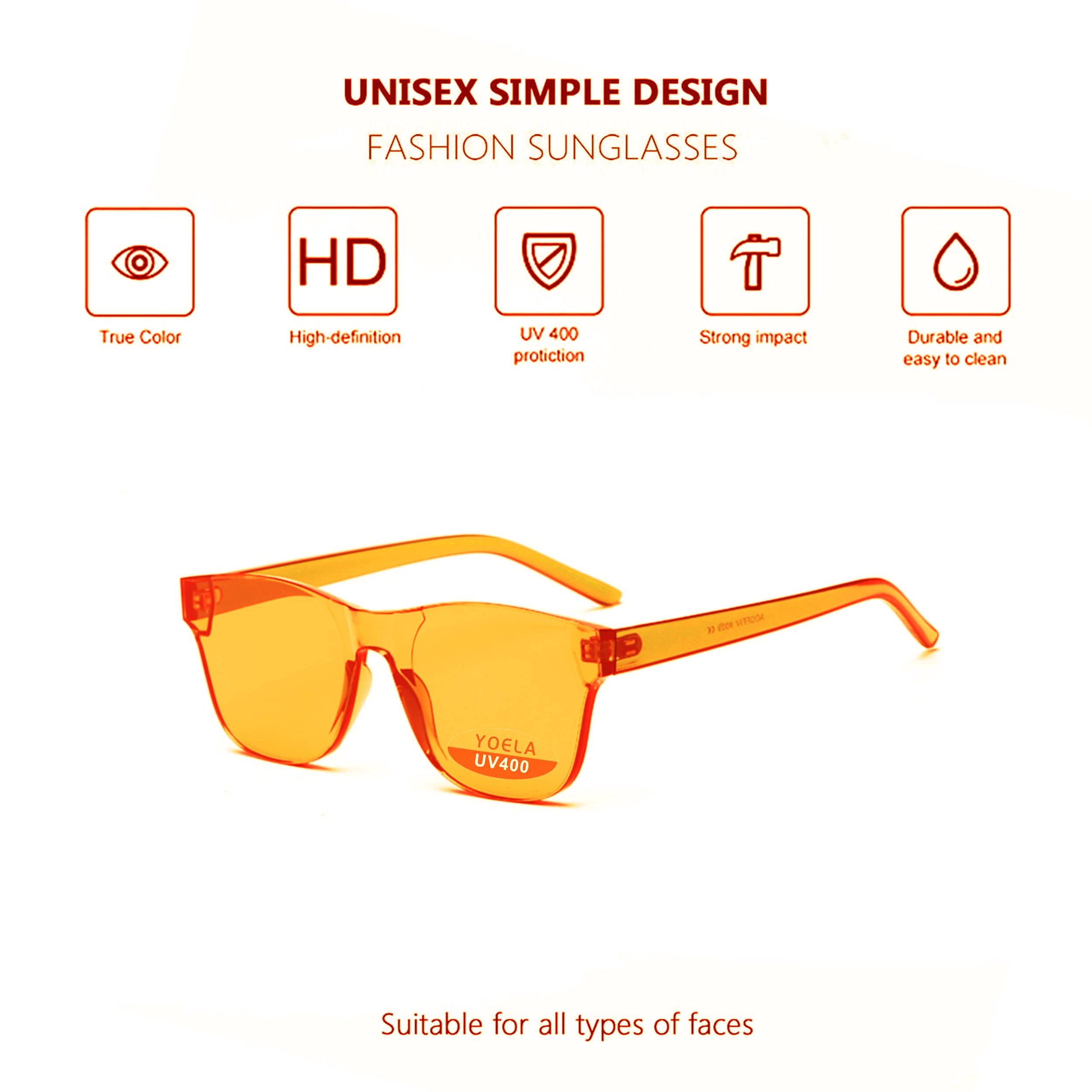 Übergroße quadratische randlose Sonnenbrille getönt Unisex Damen Herren Einteilige farbige transparente Brille Retro Brille