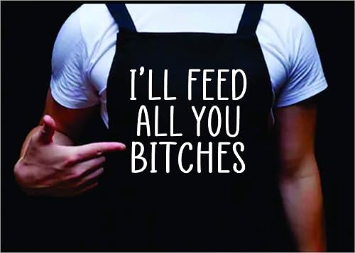 Dabbledown I'll Feed All You Bitches, divertido delantal de barbacoa para hombres, delantal para hombre para asar regalos para hombres, delantal de