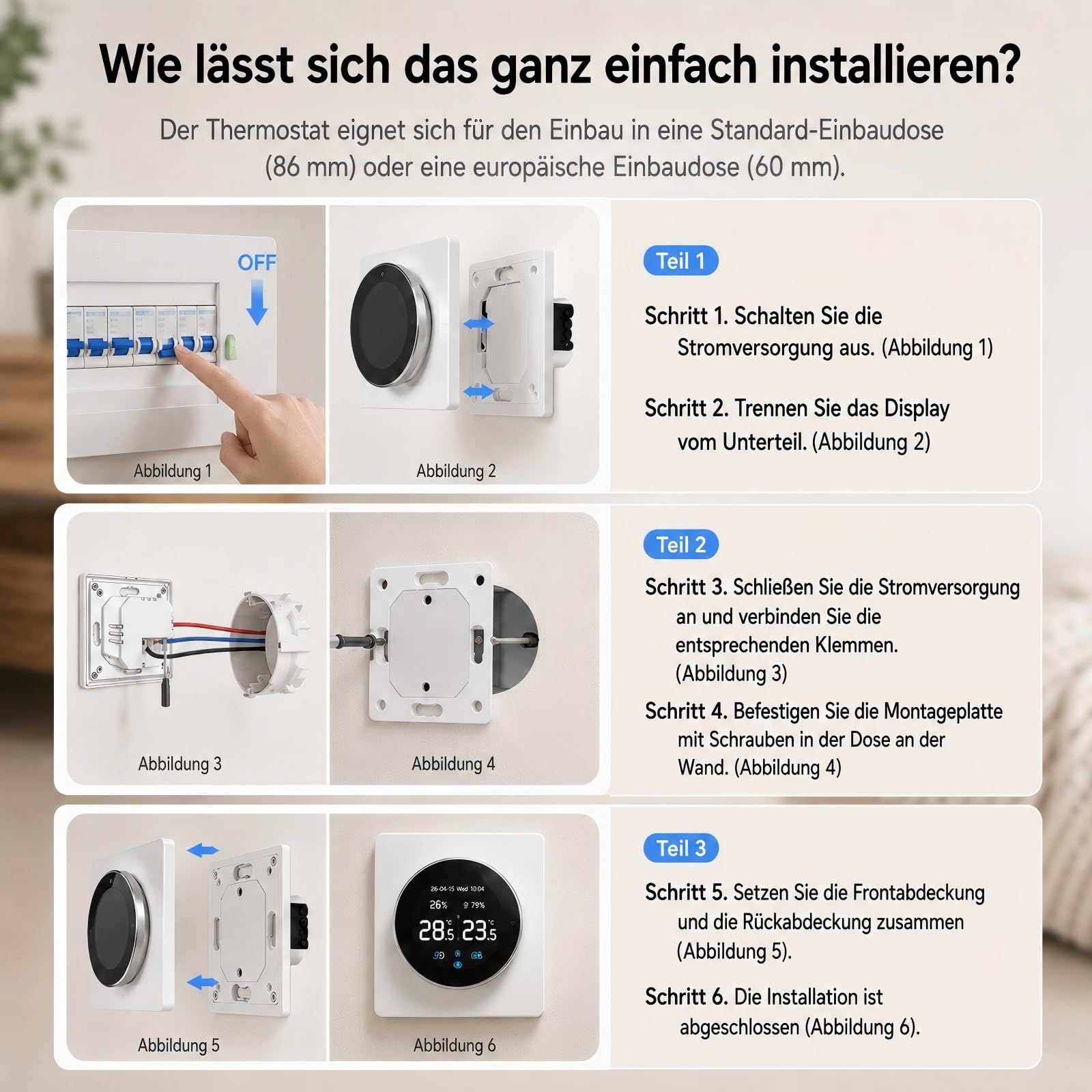 Raumthermostat Elektrische Fußbodenheizung Drehregler mit externer Sensor | Programmierbar Digital Thermostat Fussbodenheizung Unterputz WLAN Smart,für Alexa Google Home Assistant Tuya Smart Life,16A