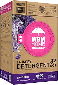 WBM 5-in-1 Laundry Detergent Pods, Fabric Softener with Lavender Extracts, High-Efficiency Laundry Pods with Powerful Stain Lifter Technology - 32 Count Bag