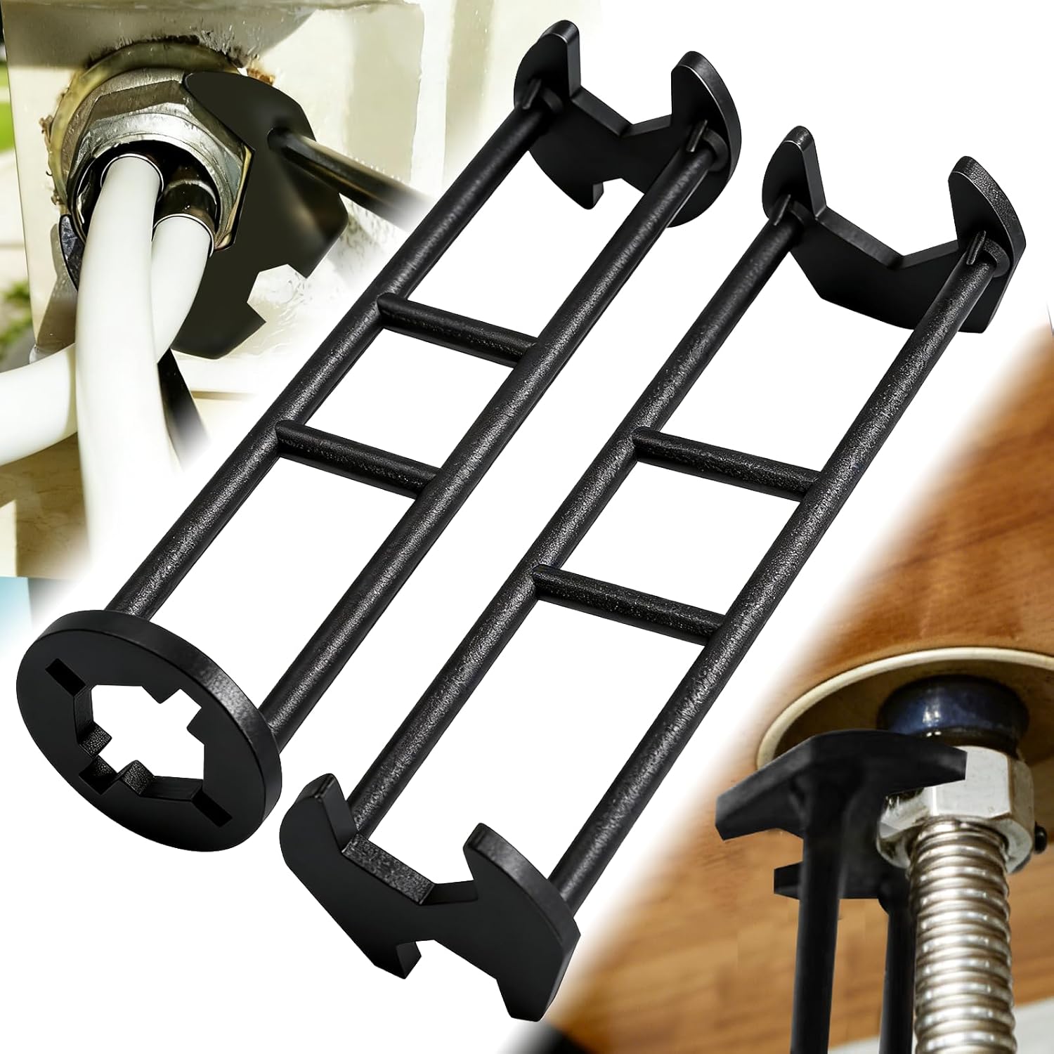 2-Pack Multifunctional Sink Wrench Set - Compact Basin Faucet Tools for Tight Spaces | Essential Plumbing Solutions for Kitchen & Bathroom | Portable Installation Tools for Homeowners