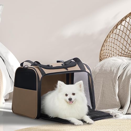 Vista 16 de PETSFIT Transportador de mascotas, transportador de perros aprobado por aerolíneas, plegable de lados suaves, aprobado por la TSA para gatos Azul