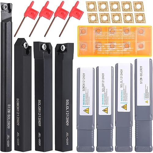 VerLich Lathe Turning Tools,S12M SCLCR09/SCLCR1212H09/SCLCL1212H09/SCMCN1212H09 Boring Bar Turning Tool Holder With 10pcs CCMT09T304 Inserts