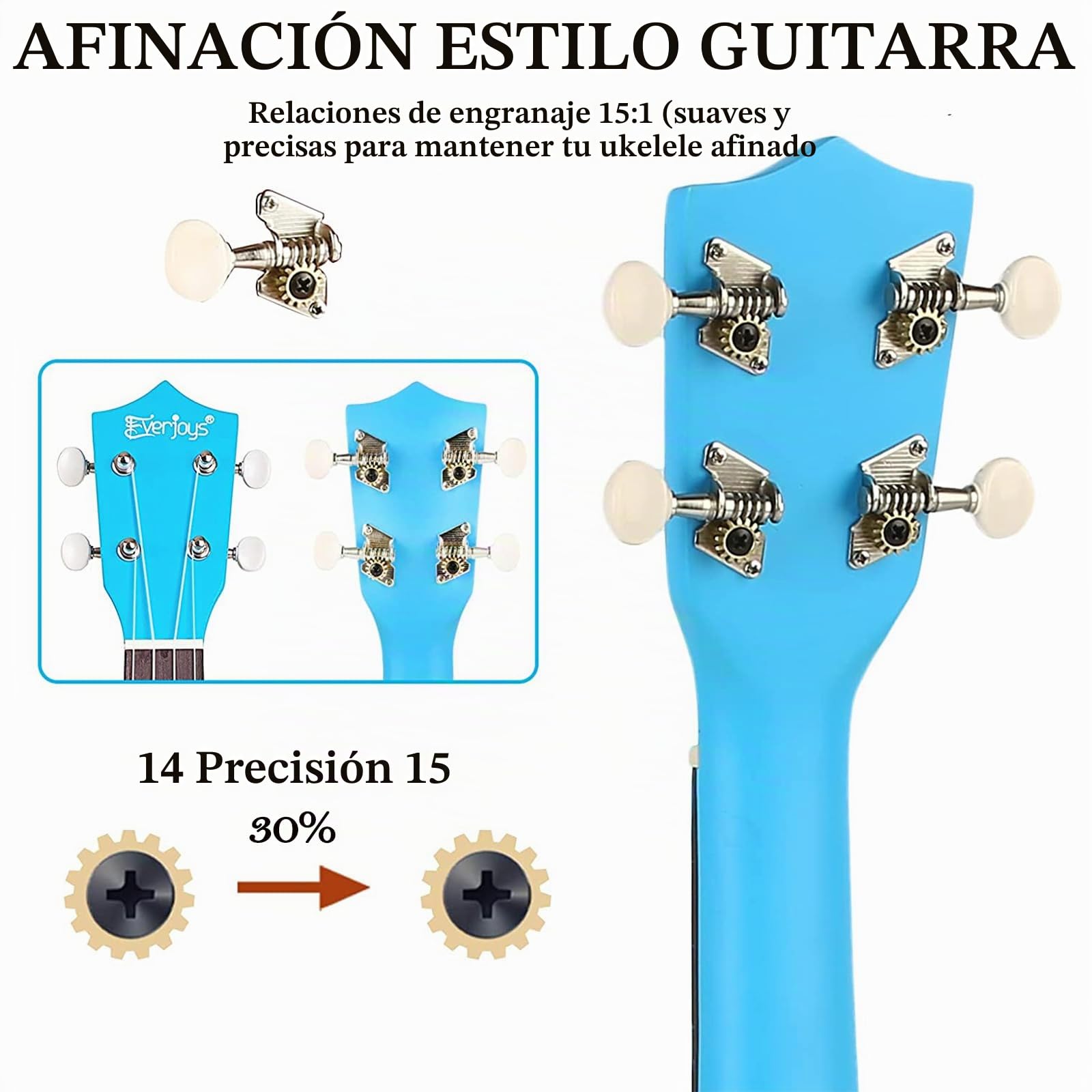 Ukelele Soprano, Principiantes Ukulele Kit 21 Pulgadas, Hawaiano Uqueleles con Bolsa, Afinador, Correa, Todo en un solo juego