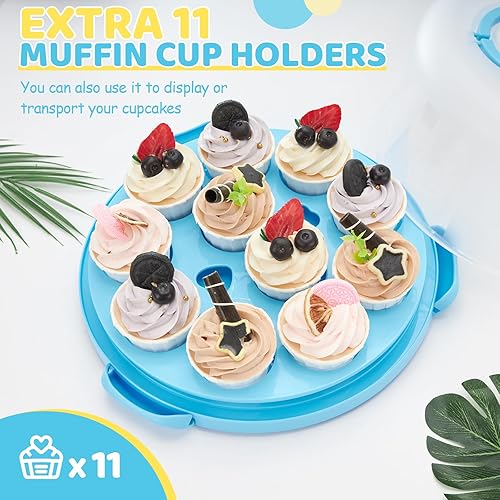 Miniatura 57 de Ohuhu - Porta pasteles con tapa y asa, recipientes para pasteles sin BPA para pasteles de 10 pulgadas con 2 asas, cubierta de plástico, base de dos