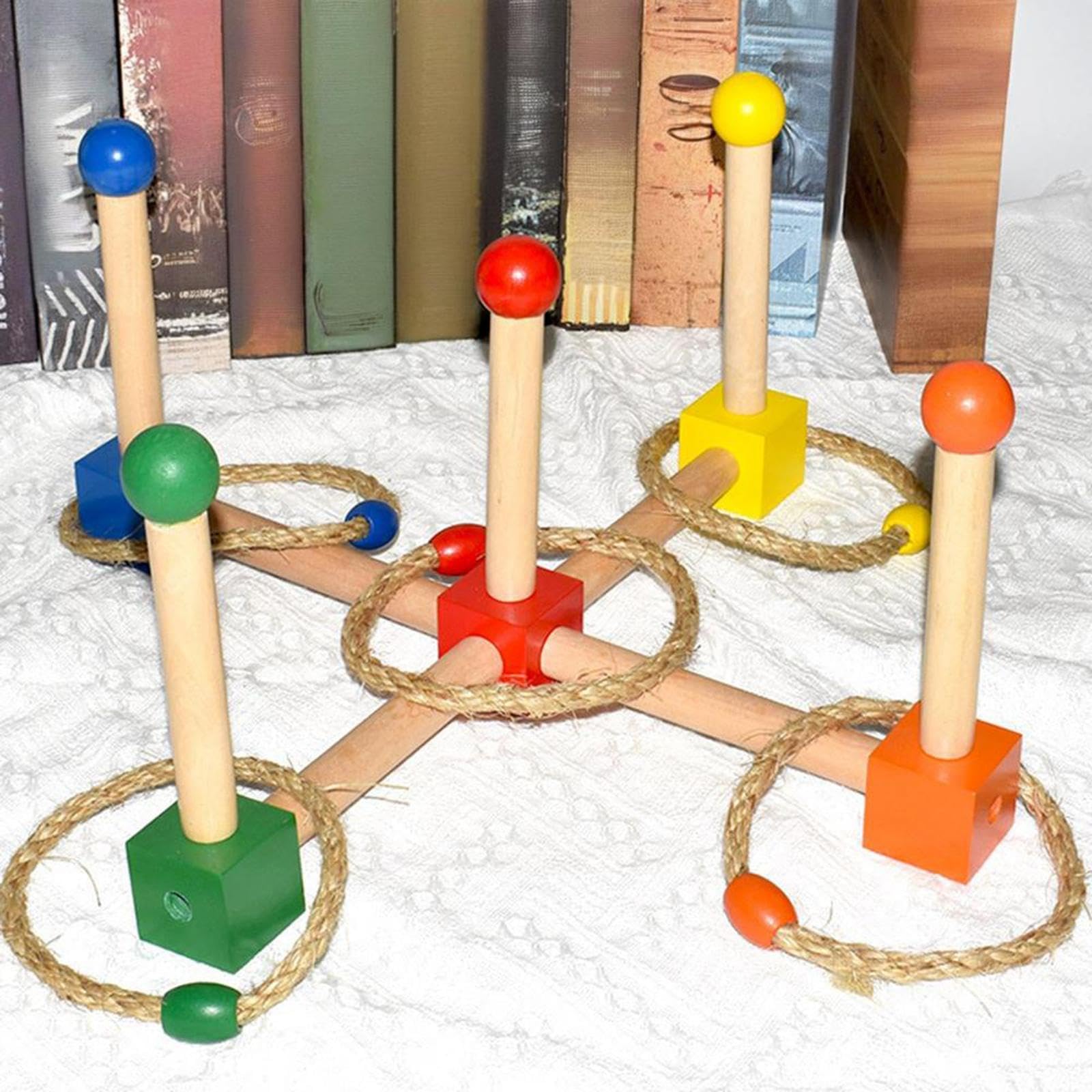 Ring Toss Game Playset Gift Carnival Game Outside for Park Garden Playground