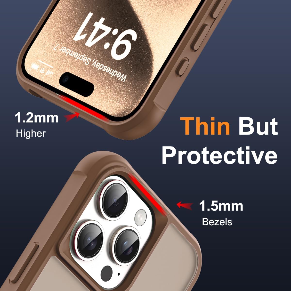 Compatible with iPhone 15 Pro Max Case with Invisible Magnetic O-Ring Stand Military-Grade Translucent Case for iPhone 15 ProMax 6.7" [Compatible with Mag-Safe][Great Grip Feeling],Desert Brown - Image 6