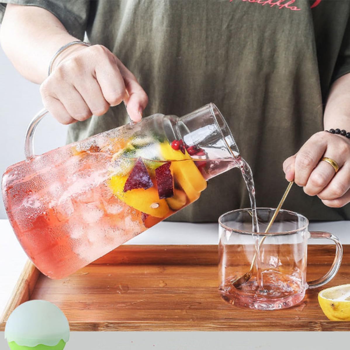 Glass Water Jug 1200ml with Handle for Juice and Serving