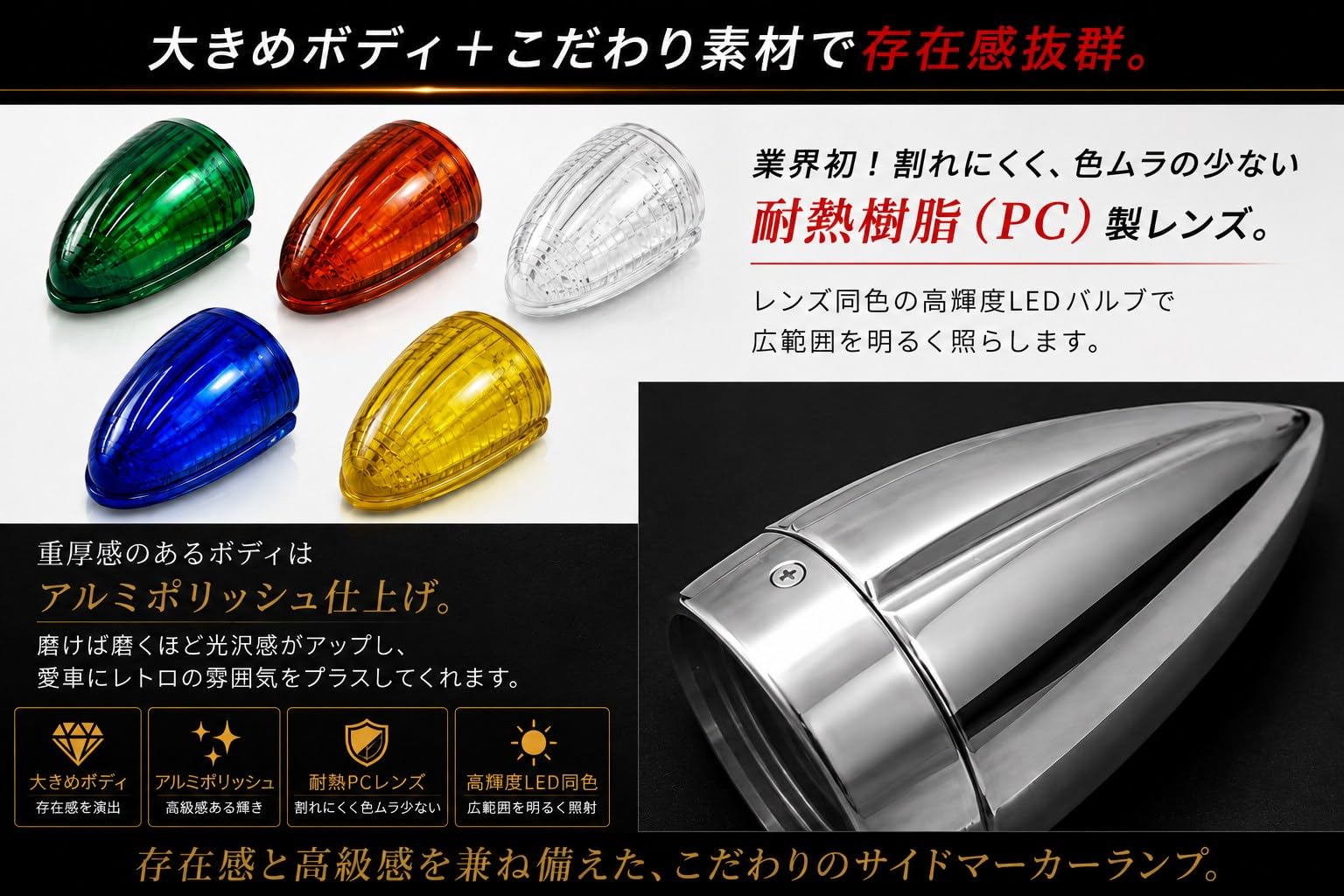 Amazon | TRS ナマズマーカーランプ LUMARK-X アンバー 12V/24V共用