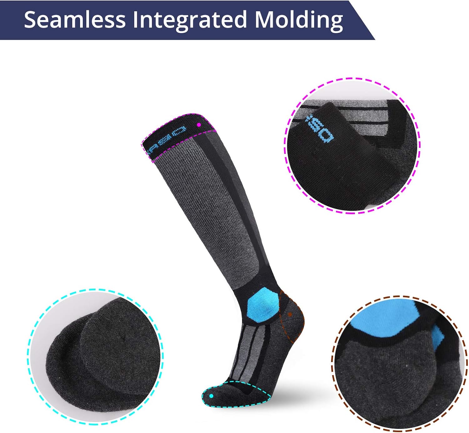 1 Pair AKASO Warm Wool Ski Socks Mens Women Hiking Socks, Merino Snowboard Socks for Skiing Outdoor Cold Weather : Sports & Outdoors