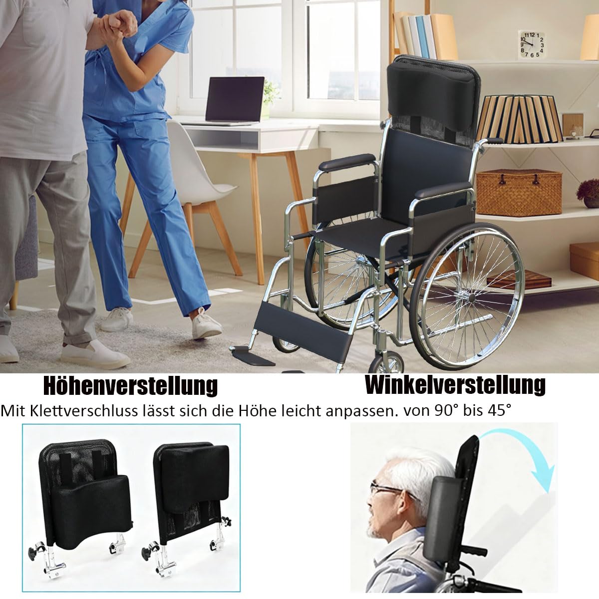 Rollstuhl Kopfstütze, Rückenlehne, Nackenstütze, Einstellbare Rollstuhl Zubehör Kopfstützen Rückenlehne Atmungsaktive Stabile Stütze U Typ Kissen Portable Neck Unterstützung für Reise