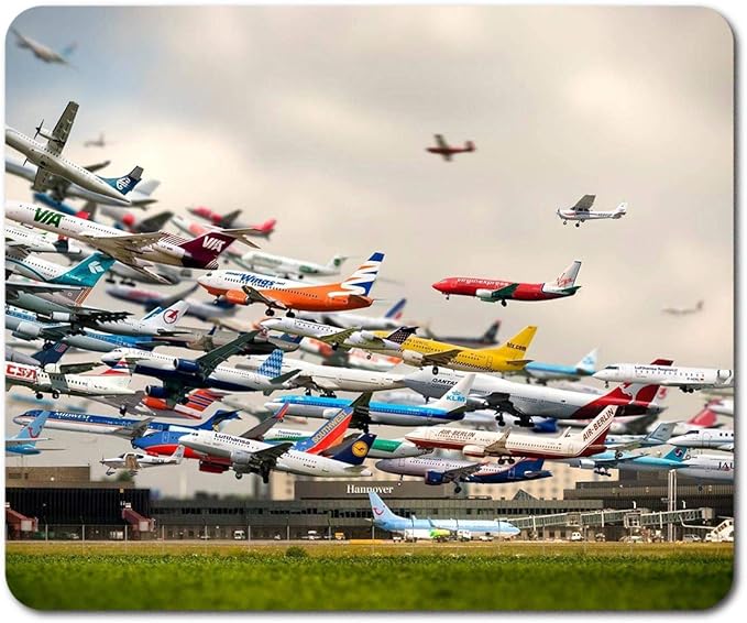Rectangle Mouse Mat Airport Plane Take Off Plane Holiday 9.3 x 7.7