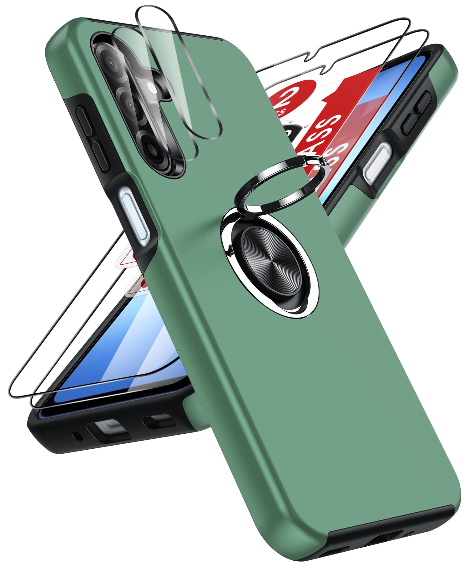 LeYi Hülle für Samsung Galaxy A 5G mit 2 Panzerglas Schutzfolien, Hybrid Schutzhülle Militär Standard Stoßfest Case Handy Hüllen Cover mit 360° Grad Ring Ständer für Samsung