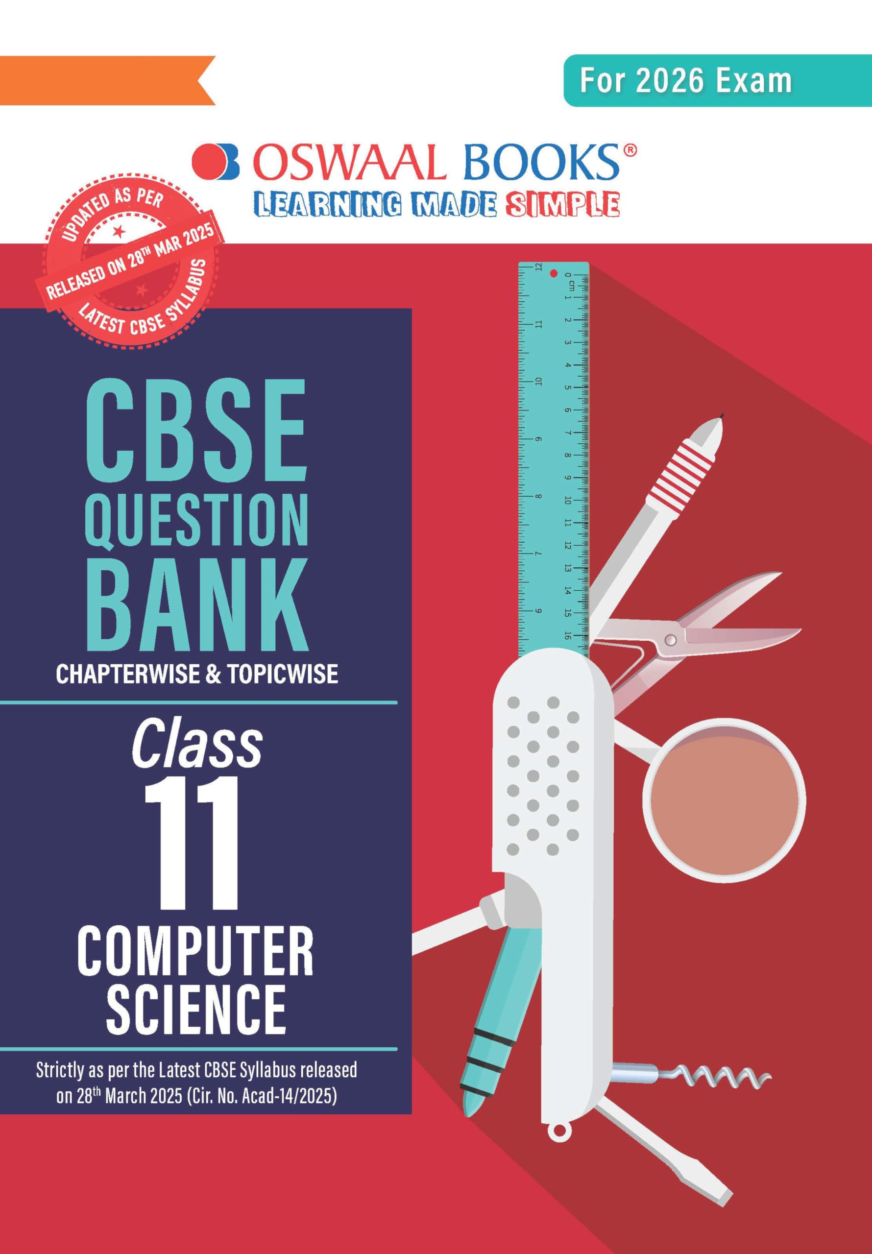 Oswaal CBSE Question Bank Class 11 Computer Science For 2026 Exam Paperback – 27 Jan. 2025