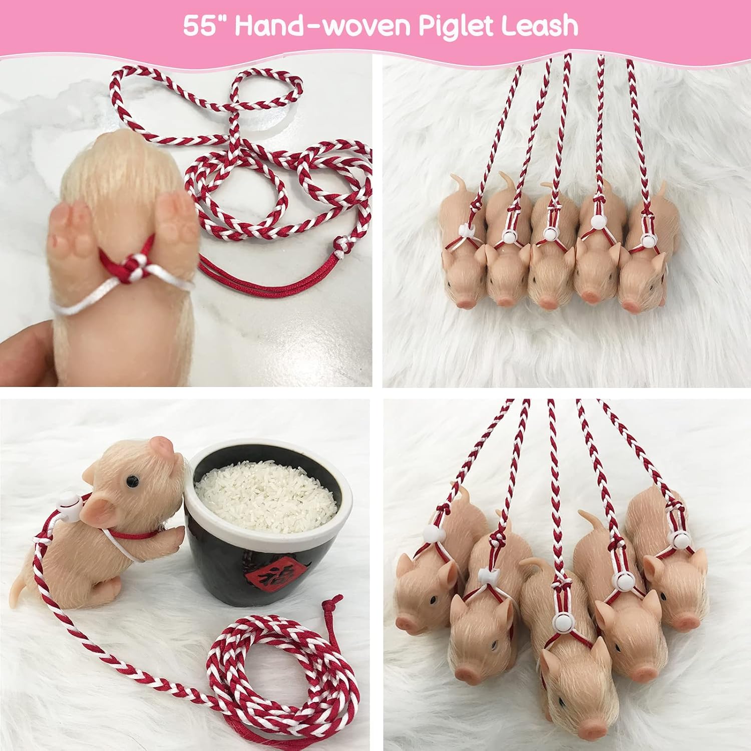 VOLOBE 5 Inches Silicone Piglet, Soft Mini Realistic Piggy Toy, Gift Box with Silicone Piglet Accessories, Kids Lifelike Reborn Doll（Dora）