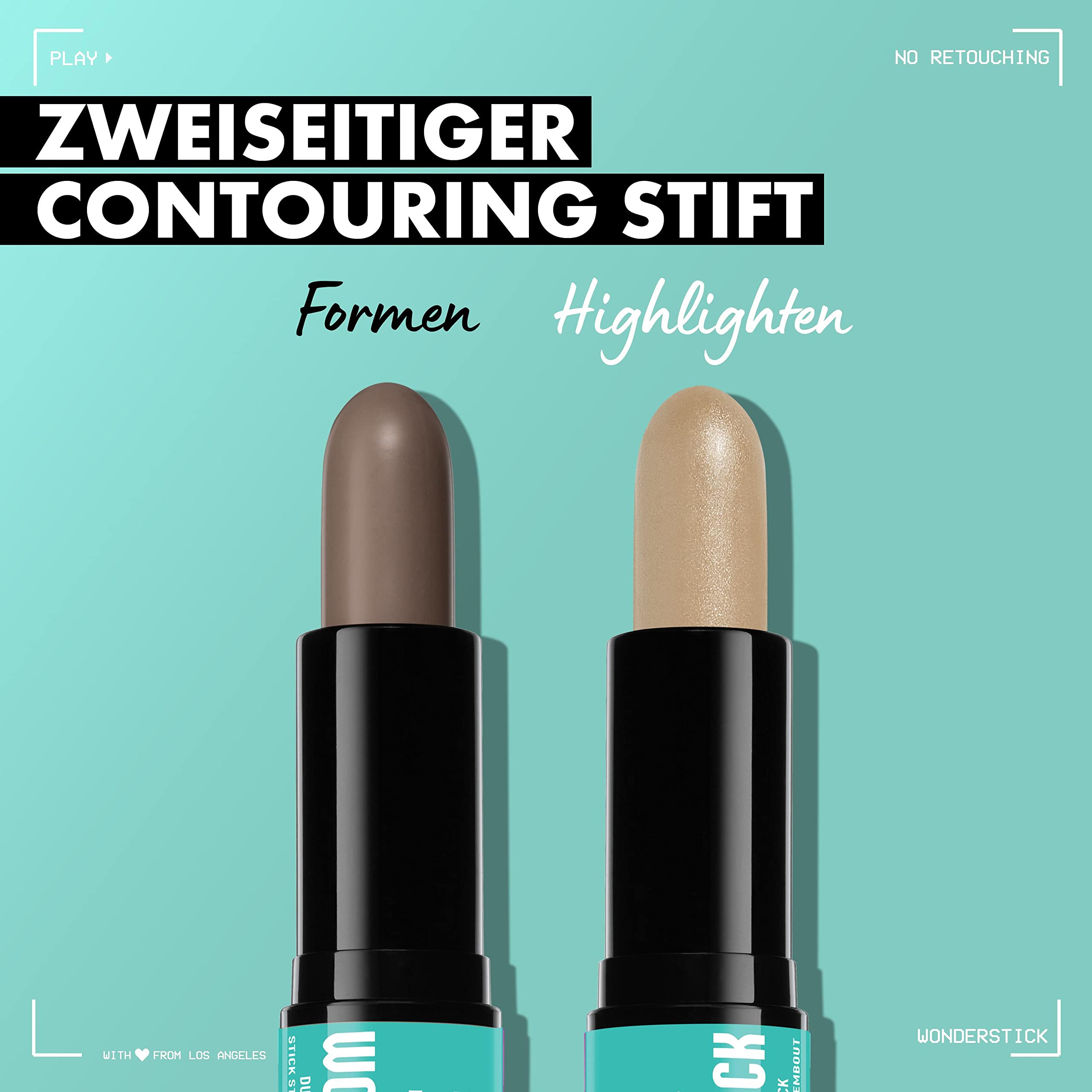 NYX Professional Makeup Podświetlacz i konturówka do konturowania z dwoma końcówkami, kształtuje i rozjaśnia, zmywalny i wegański, Wonder Stick, średni