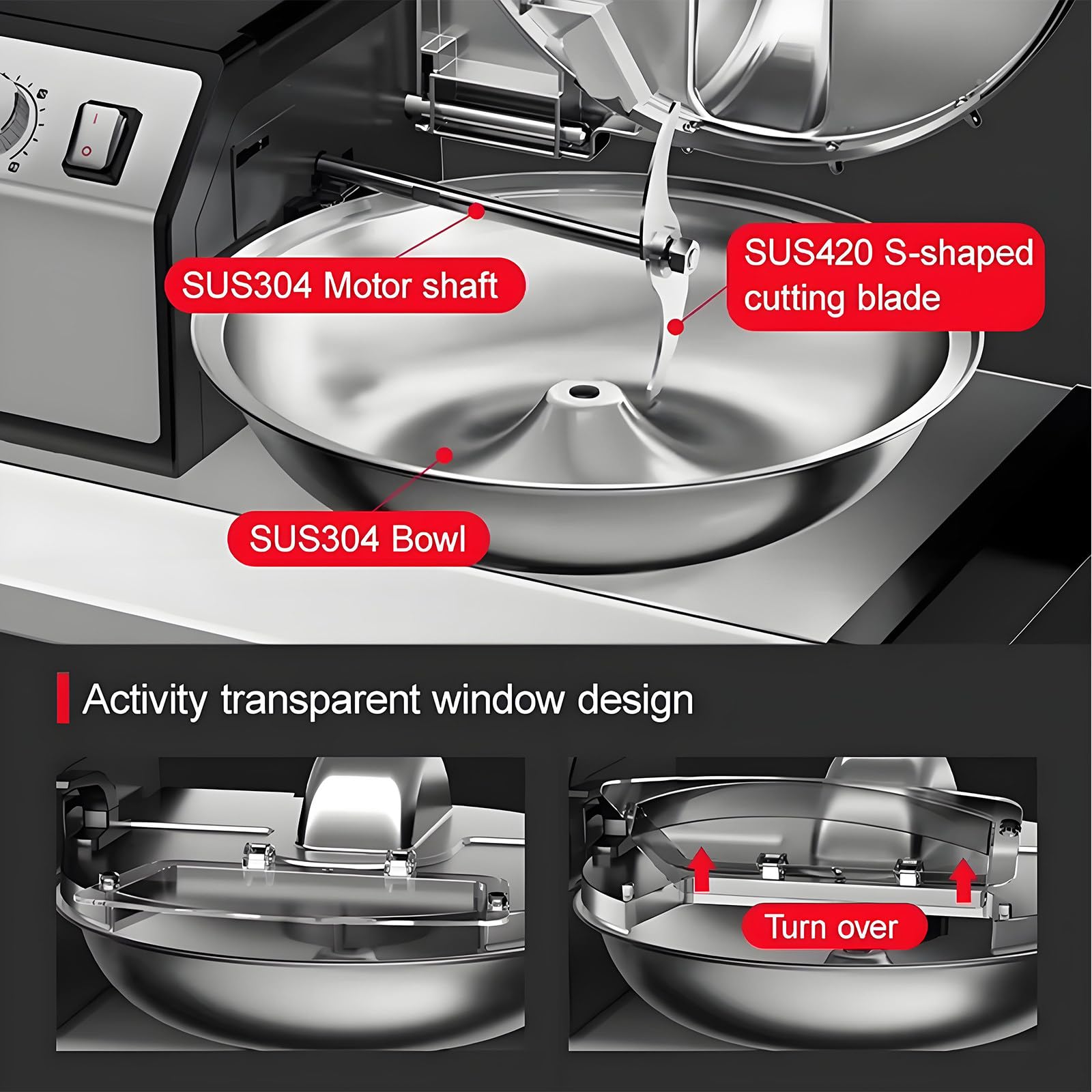 Robot da Cucina Elettrico con Timer Incorporato, Tritatutto, macina, grattugia e frullatore in Acciaio Inox da 5,5 Litri per Verdure, Noci, Aglio,
