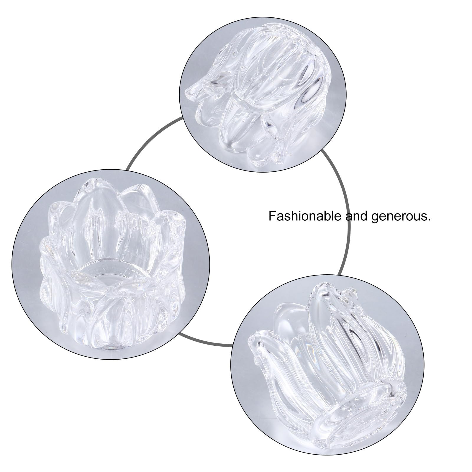 Portavelas de Cristal Transparente Pack de 6 Unidades Forma de Flor para Ambiente Romántico en Cenas y Fiestas para Ambiente Elegante