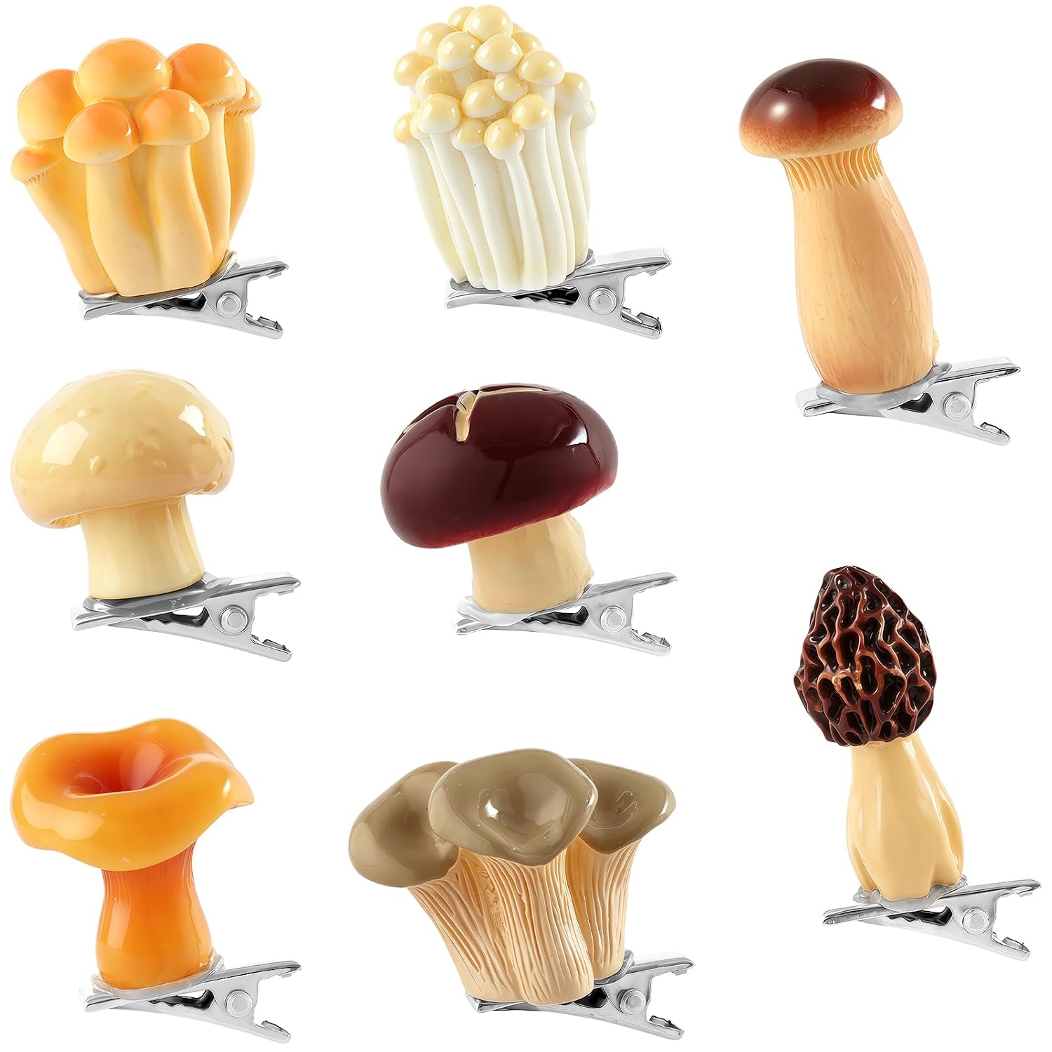 8Pcs Resin Mushroom Hair Clips Cute Funny Hair Barrettes for Women Girls Kids Rave Trinkets Festival Hairpin Headwear Hair Accessories for Halloween Christmas Holiday School Party Supplies