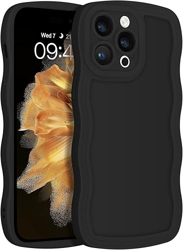 YINLAI Funda diseñada para iPhone 14 Pro Max, bonita forma de marco ondulado rizado, delgada, suave, TPU a prueba de golpes, funda protectora para