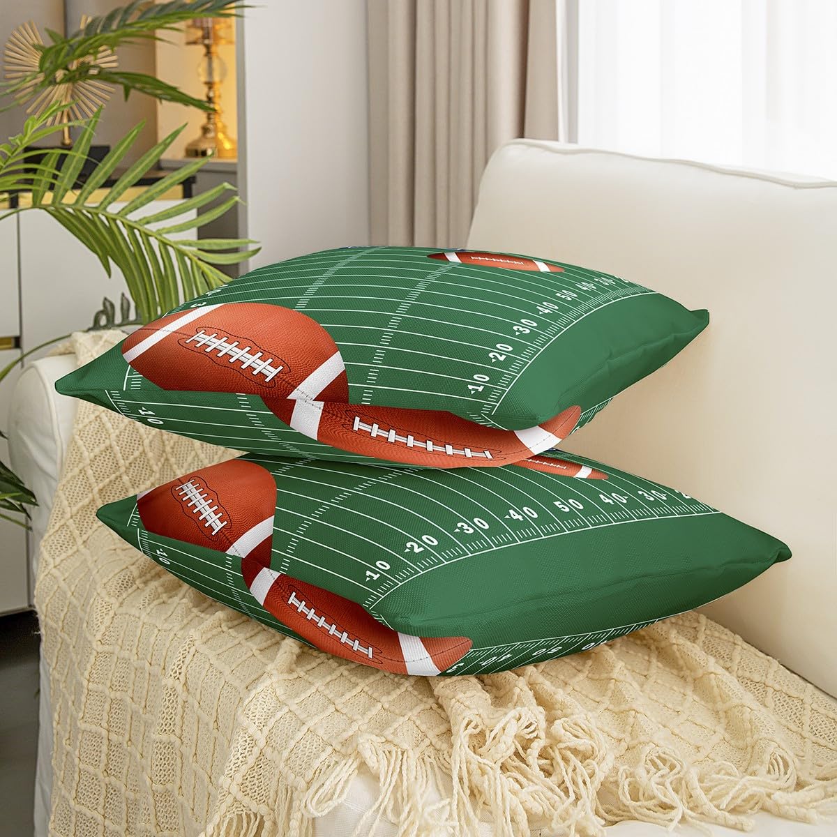 Loussiesd Set van 2 basketbal decoratieve kussenhoezen zachte gaming sport vierkante kussensloop set voor bank bank slaapkamer woonkamer bal spelletjes kussenslopen kussenslopen 40x40 cm