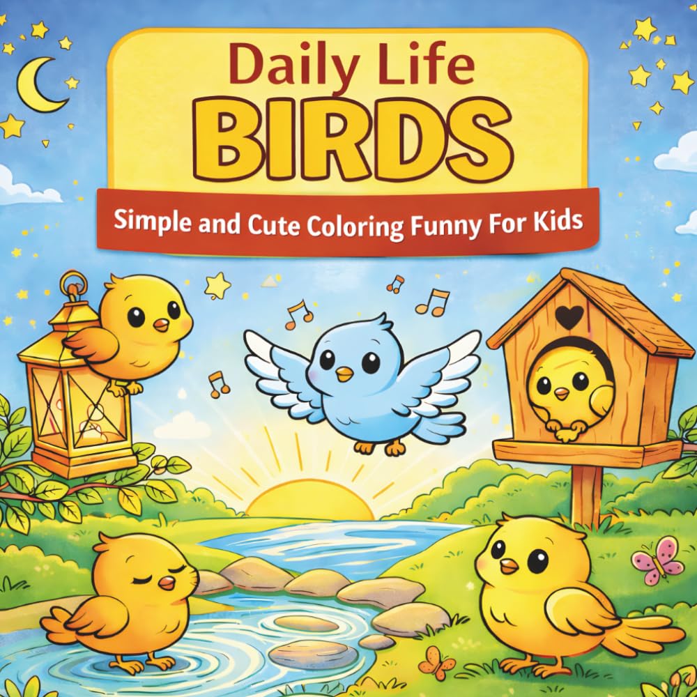 Daily Life Birds: Simple And Cute Coloring Funny For Kids