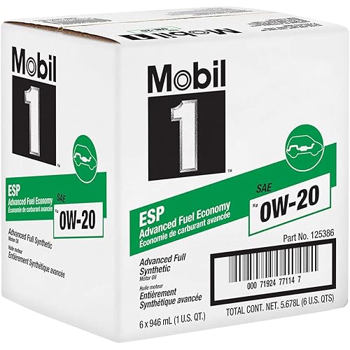 Mobil 1 ESP X2 Full Synthetic Motor Oil 0W-20, 1 Quart, Case of 6
