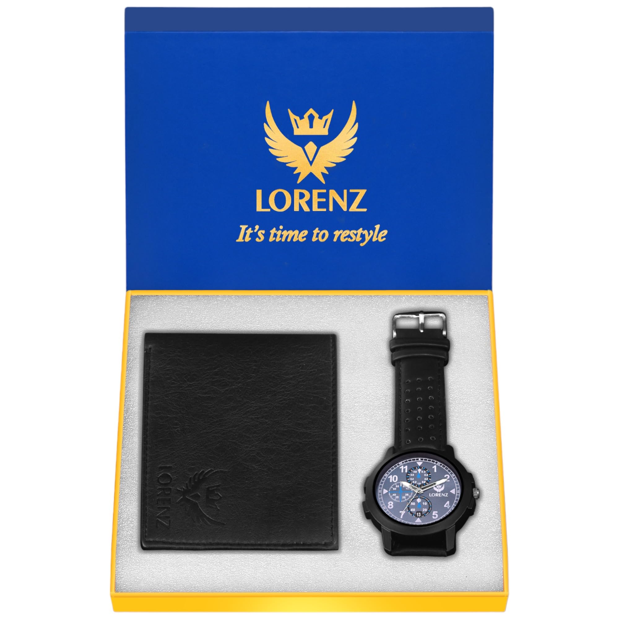 LORENZ Gift Set CM-2018WL-01 Combo of Mens Blue Dial Analog Watch and Black Wallet (B07NC6GVY4) Amazon Price History, Amazon Price Tracker