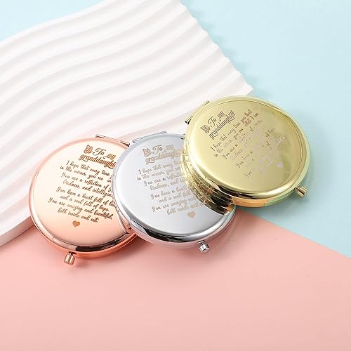 Miniatura 6 de OVNMFH To My Granddaughter - You're Amazing and Beautiful - Espejo de bolsillo, espejo de bolsillo compacto de acero inoxidable, espejo de bolsillo