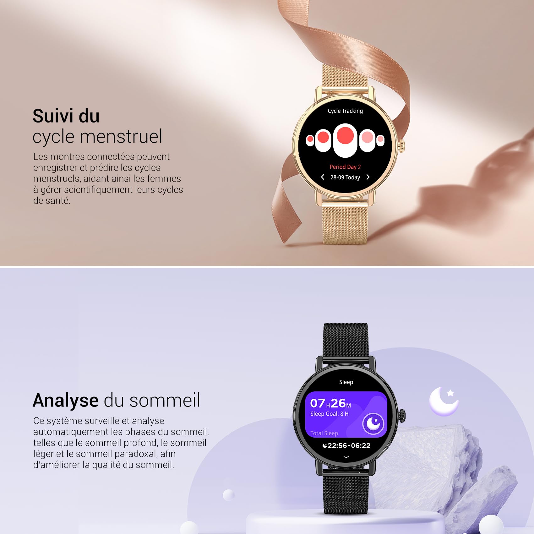 Blackview Montre Connectée Femme Homme avec Appel Bluetooth,Smartwatch avec Réveil intelligent, 24H Sommeil/Fréquence Cardiaque/SpO2,100+ Mode Sportifs Montre, Fitness Podomètre Compatible Android iOS