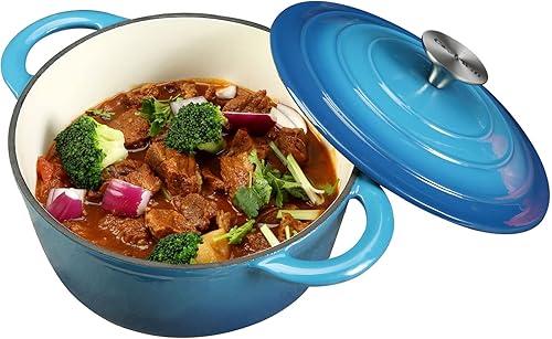 Miniatura 66 de Cacerola de hierro fundido COOKWIN, 3.8 QT, Sartén de hierro fundido con tapa y asas dobles, olla de superficie esmaltada de porcelana, Verde azulado