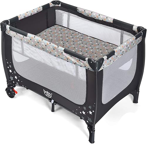 Miniatura 9 de HONEY JOY Empaca y juega, corralito plegable con moisés, cuna de viaje ligera sin instalación desde recién nacidos hasta niños pequeños, centro de