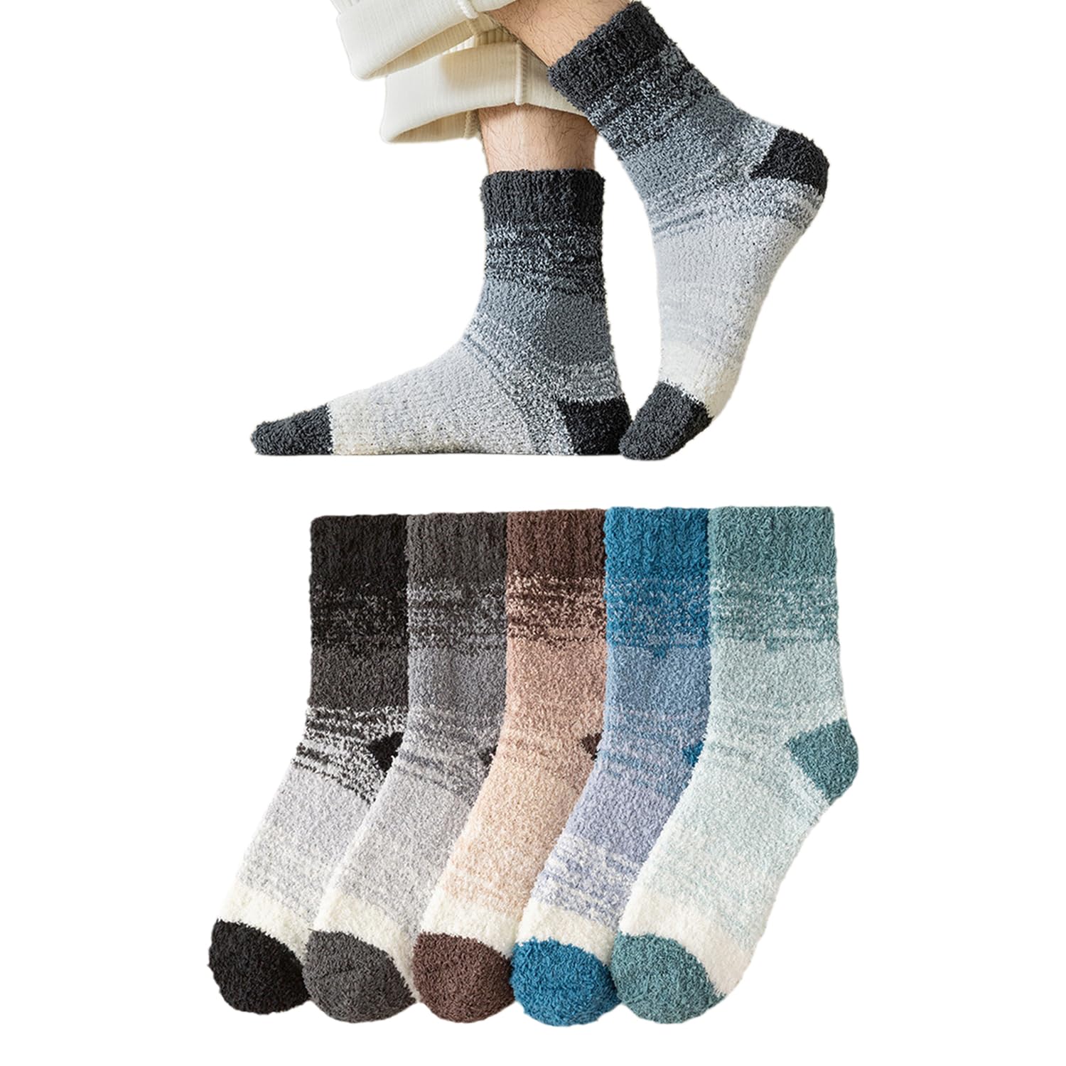 CYNOSURETECH 5 Pairs Of Coral Fleece Socks, Men'S Warm Socks, Sleep Socks, Soft And Comfortable Socks, Winter Socks