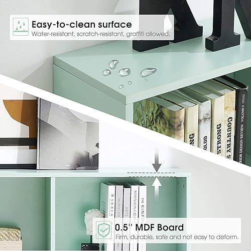 Miniatura 6 de ivinta Estantería de almacenamiento de 3 niveles para niños, estantes abiertos de 10 cubos con cajones de tela, organizador de piso verde para