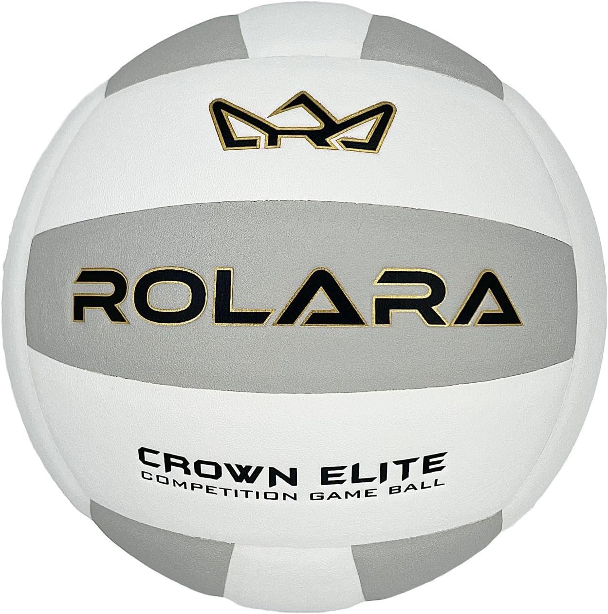 Crown Elite Volleyball - NFHS Approved Official Size Imported Microfiber Composite Leather with Butyl Bladder for Superior Air Retention - Professional Competition Game Volleyball