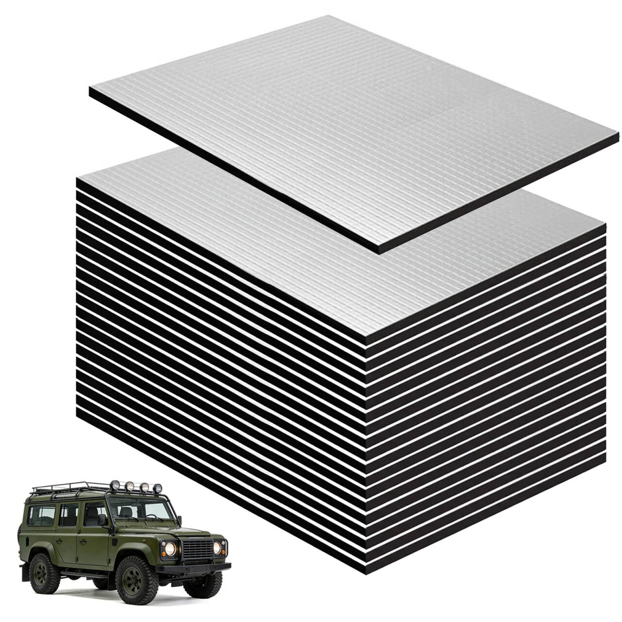 20Pcs Car Sound Deadening Mat, 25cmx18cmx5mm Self Adhesive Sound Deadening Sheets, Heat Insulation Foil Sheets for Car Hood Door Trunk Floor and Ceiling