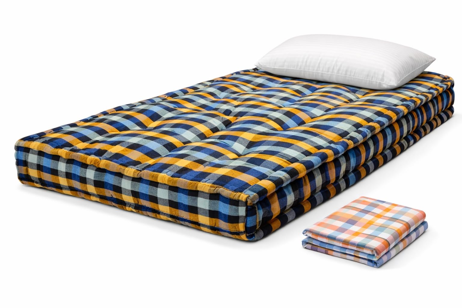 SleepSmart Soft Cotton Filled Mattress Gadda Soft & Reversible, Pure Cotton Fabric, Firm Gadda for Floor & Bed, (72 x 36 x 4 Inches,) with White Pillow and Bedsheet