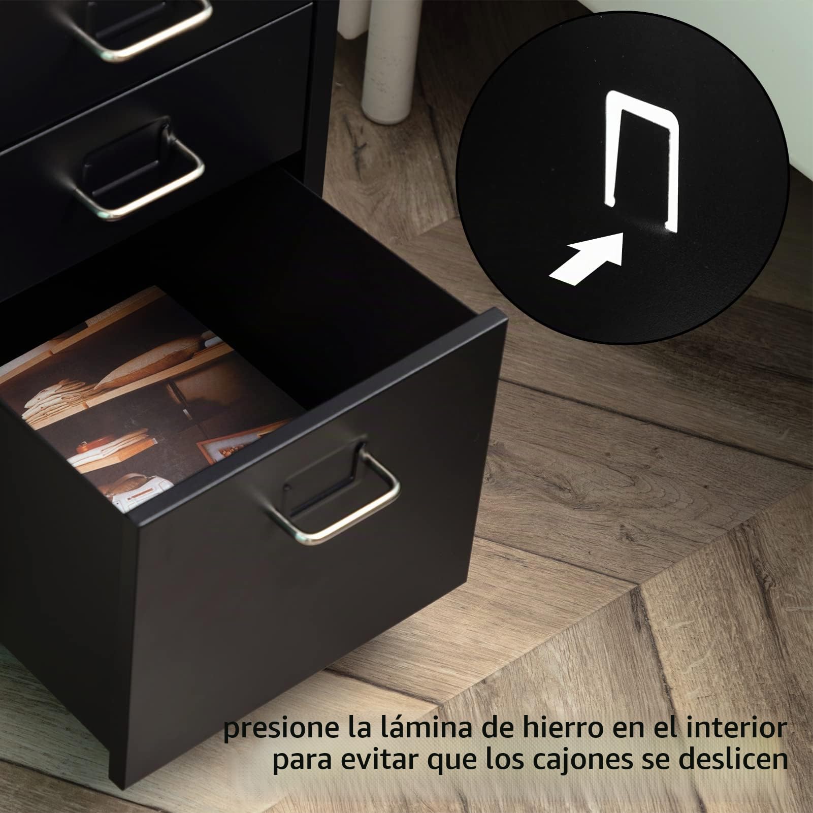 HollyHOME Gabinete de Archivos móvil, Organizador de Archivos con Ruedas para Debajo del Escritorio de 3 cajones, gabinete de Almacenamiento de Metal con Ruedas para el hogar y la Oficina, Negro