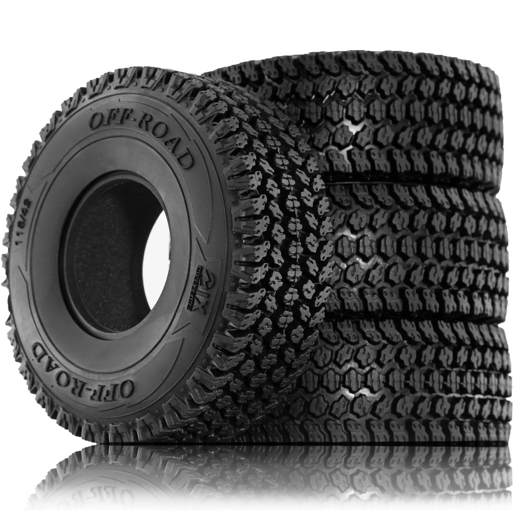 1.9? 1/10 RC Crawler Tires 116mm OD Mud Terrain Tire Soft Rubber Tire with Foam Inner Tubes for Vehicles 1:10 RC Crawler Universal All-Terrain for Axial TRX4 6 SCX10 9004 SCX10 III%t051