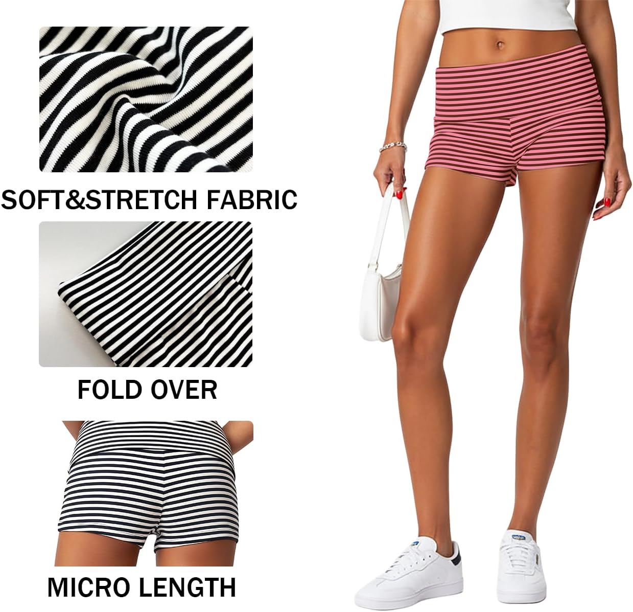 Women's Fold Over Shorts Y2K Micro Mini Shorts Elastic Waist Lounge Pajama Bottoms 2026 Summer Yoga Athletic Short - Image 6