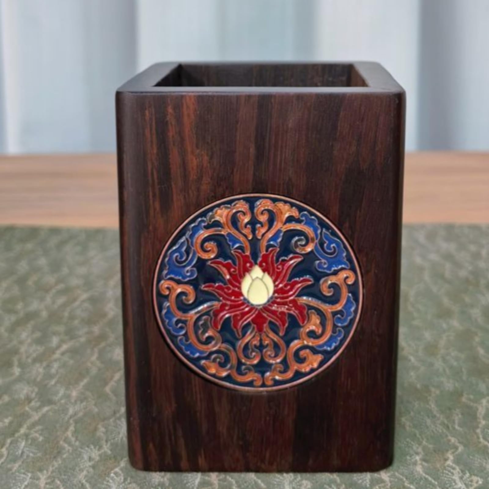 Portapenne in legno massello Mao portapenne, 10,5 cm, decorazione da tavolo ornamento